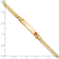 14K Medical Red Enamel Curb Link ID Bracelet