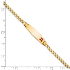 14K Medical Semi-Solid Soft Diamond Shape Red Enamel ID Cuban ID Bracelet