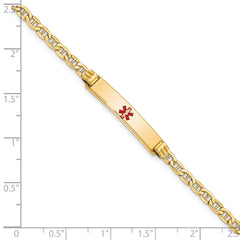 14K Semi-solid Medical Polished Red Enamel Anchor ID Bracelet