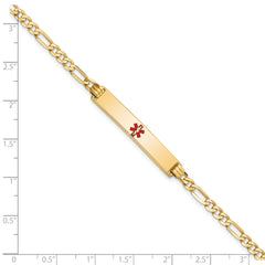 14K Medical Red Enamel Flat Figaro Link ID Bracelet