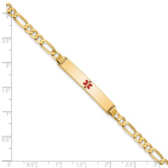 14K Medical Red Enamel Flat Figaro Link ID Bracelet