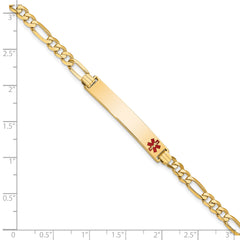 14K Medical Red Enamel Flat Figaro Link ID Bracelet