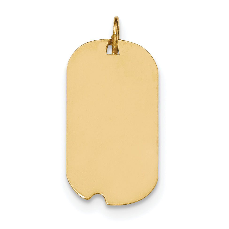 14K Plain .027 Gauge Engraveable Dog Tag w/Notch Disc Charm