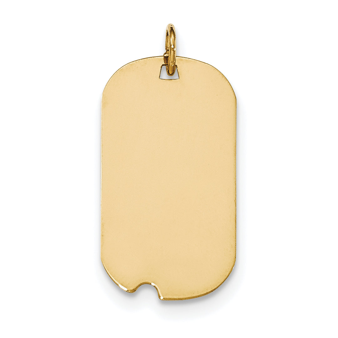 14K Plain .027 Gauge Engraveable Dog Tag w/Notch Disc Charm