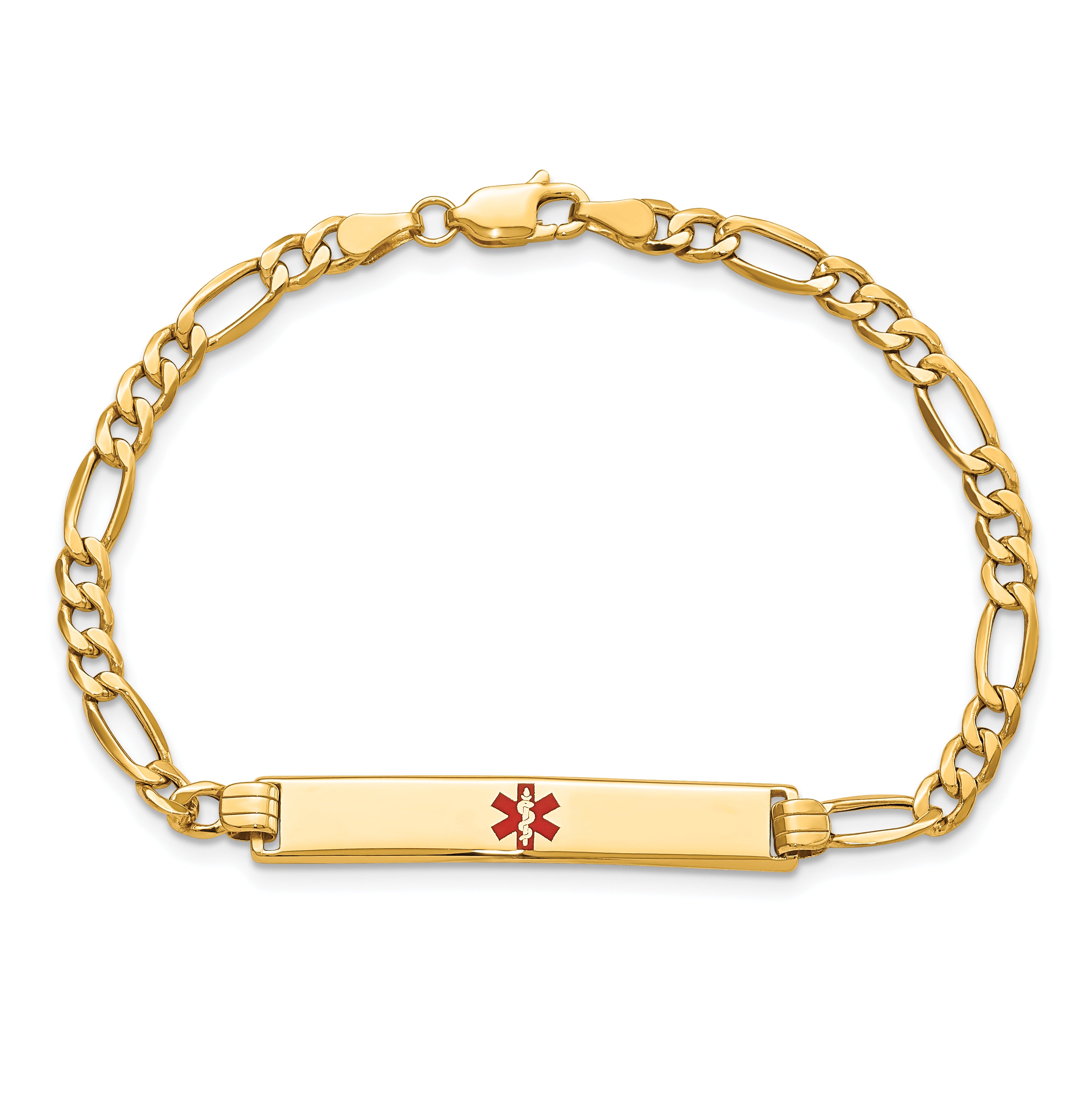 14K Semi-solid Medical Red Enamel ID Bracelet