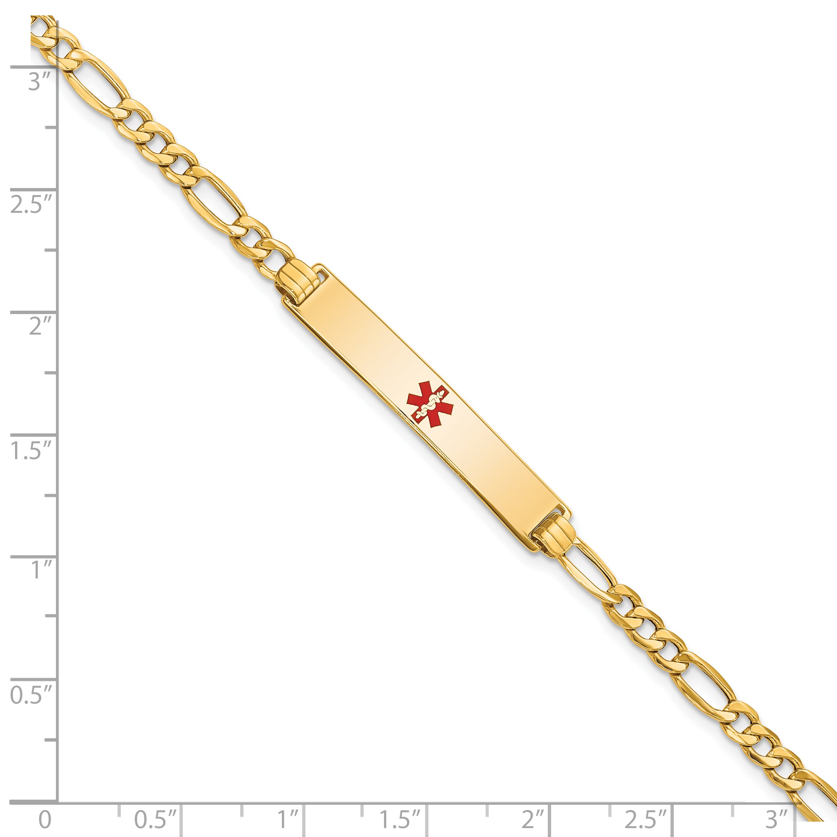 14K Semi-solid Medical Red Enamel ID Bracelet