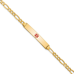 14K Semi-Solid Medical Polished Red Enamel Figaro ID Bracelet