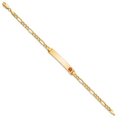 14K Semi-solid Medical Red Enamel Figaro ID Bracelet