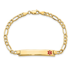 14K Semi-solid Medical Red Enamel Figaro ID Bracelet