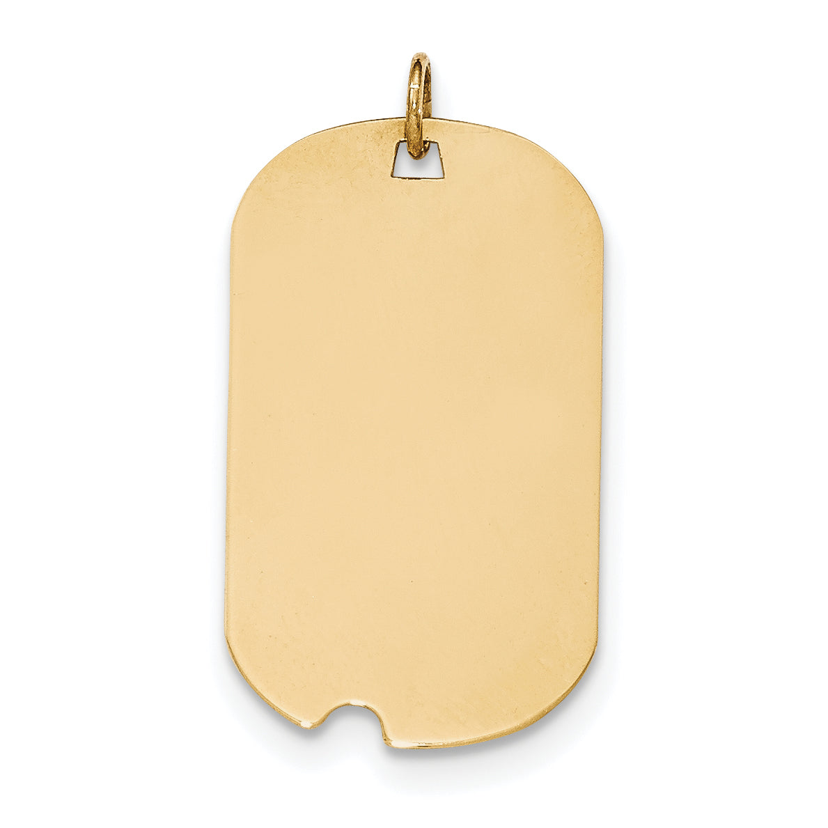 14K Plain .035 Gauge Engraveable Dog Tag w/Notch Disc Charm