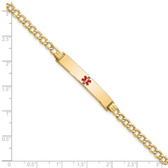 14K Semi-Solid Medical Polished Red Enamel Curb ID Bracelet