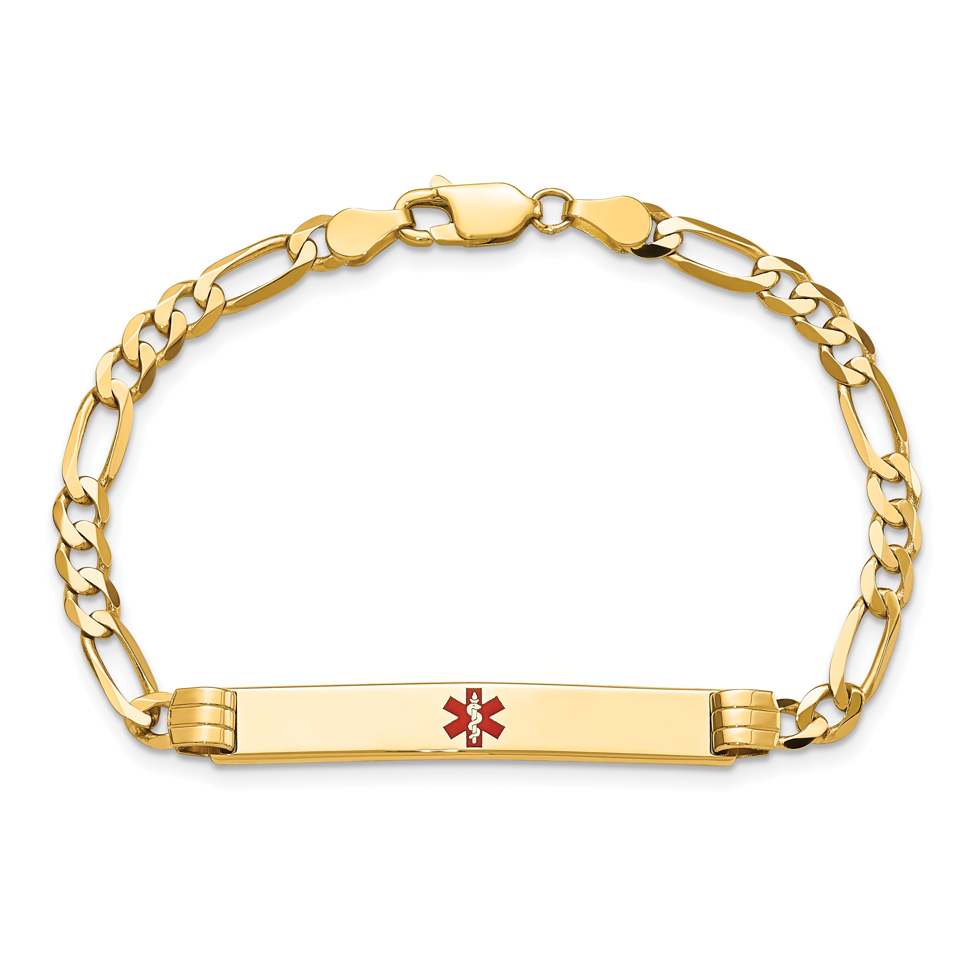 14K Medical Red Enamel Figaro ID Bracelet