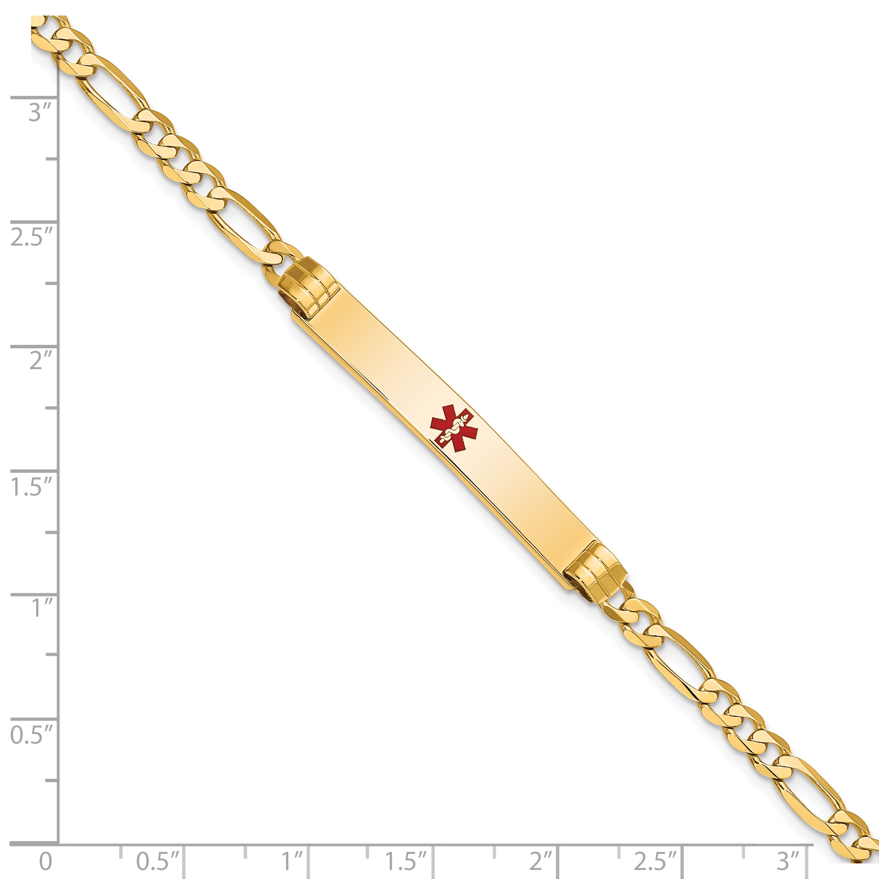 14K Medical Red Enamel Figaro ID Bracelet