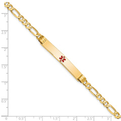 14K Medical Red Enamel Figaro ID Bracelet