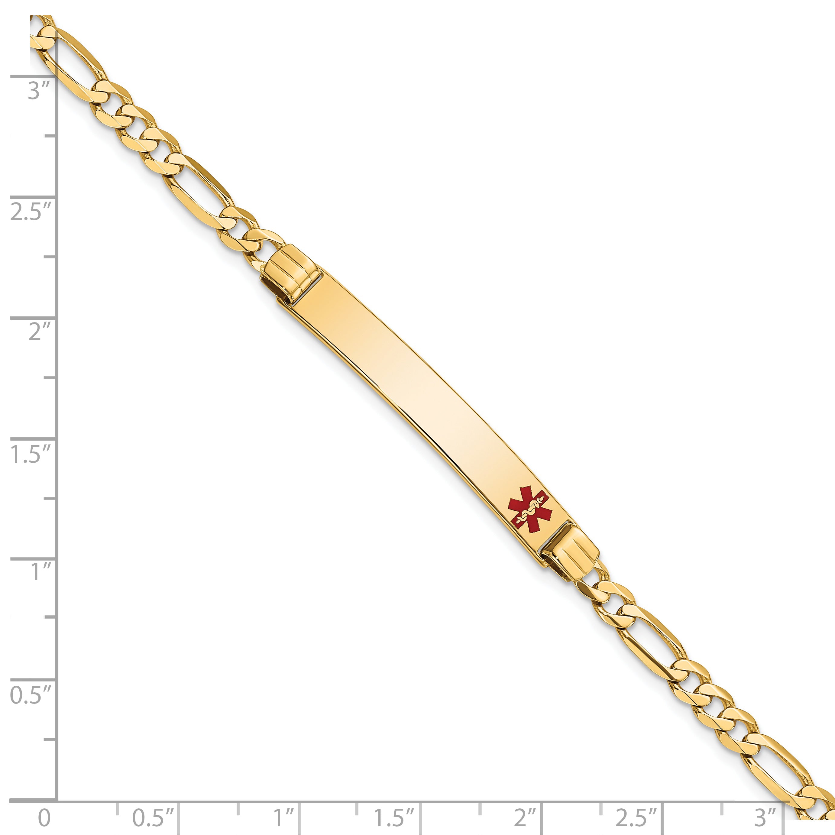 14K Medical Red Enamel Figaro ID Bracelet