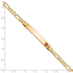 14K Medical Red Enamel Figaro ID Bracelet