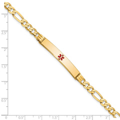 14K Medical Red Enamel Flat Figaro Link ID Bracelet