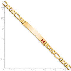 14K Medical Red Enamel Flat Figaro Link ID Bracelet