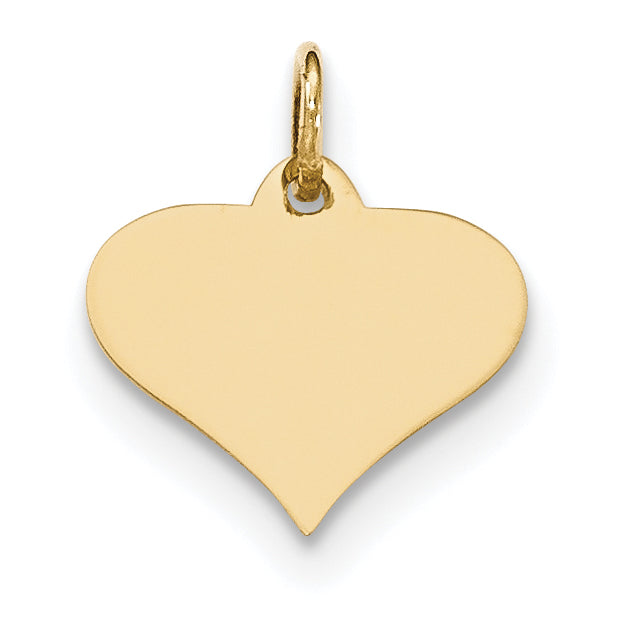 14K Plain .018 Gauge Engraveable Heart Disc Charm