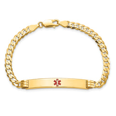 14K Medical Red Enamel Curb Link ID Bracelet