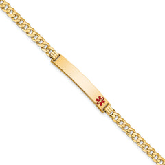 14K Medical Red Enamel Curb Link ID Bracelet