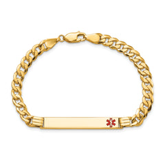 14K Medical Red Enamel Curb Link ID Bracelet