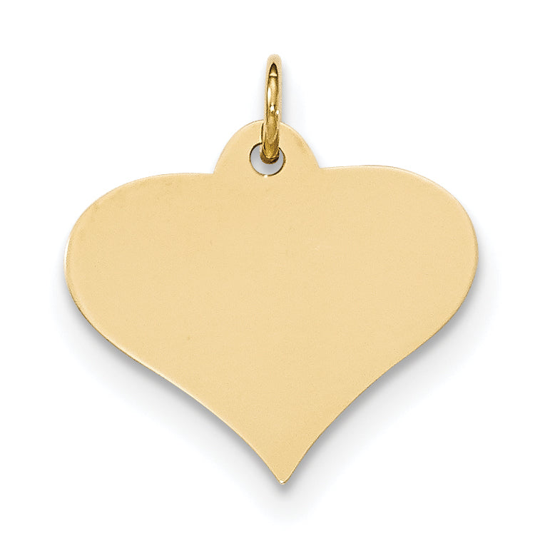 14K Plain .035 Gauge Engraveable Heart Disc Charm