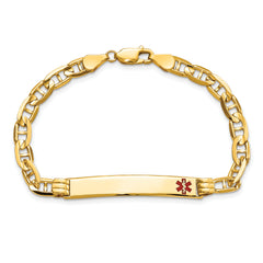 14K Medical Red Enamel Anchor ID Bracelet