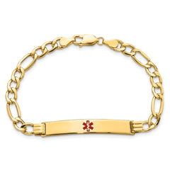 14K Semi-Solid Medical Polished Red Enamel Figaro ID Bracelet