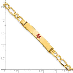 14K Semi-Solid Medical Polished Red Enamel Figaro ID Bracelet