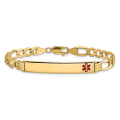 14K Semi-Solid Medical Polished Red Enamel Figaro ID Bracelet