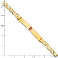 14K Semi-Solid Medical Polished Red Enamel Cuban ID Bracelet