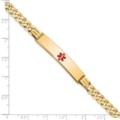 14K Medical Red Enamel Curb Link ID Bracelet