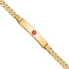 14K Medical Red Enamel Curb Link ID Bracelet