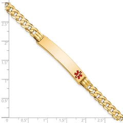 14K Medical Red Enamel Curb Link ID Bracelet