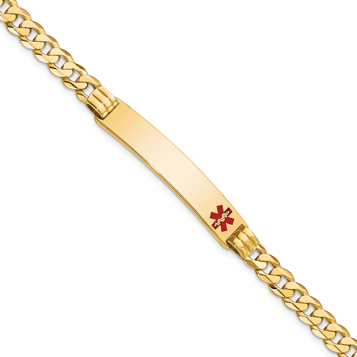 14K Medical Red Enamel Curb Link ID Bracelet