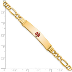 14K Semi-Solid Medical Red Enamel Figaro Link ID Bracelet