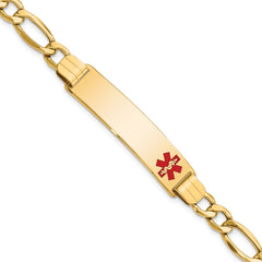 14K Semi-Solid Medical Polished Red Enamel Figaro ID Bracelet