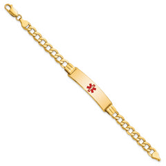 14K Semi-solid Medical Red Enamel Curb Link ID Bracelet