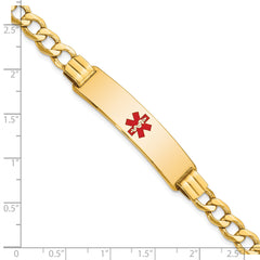 14K Semi-solid Medical Red Enamel Curb Link ID Bracelet