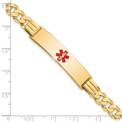 14K Medical Red Enamel Curb Link ID Bracelet