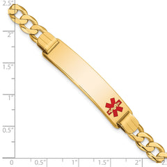 14K Medical Red Enamel Curb Link ID Bracelet