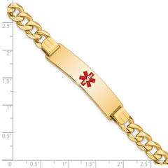 14K Medical Red Enamel Flat Curb Link ID Bracelet