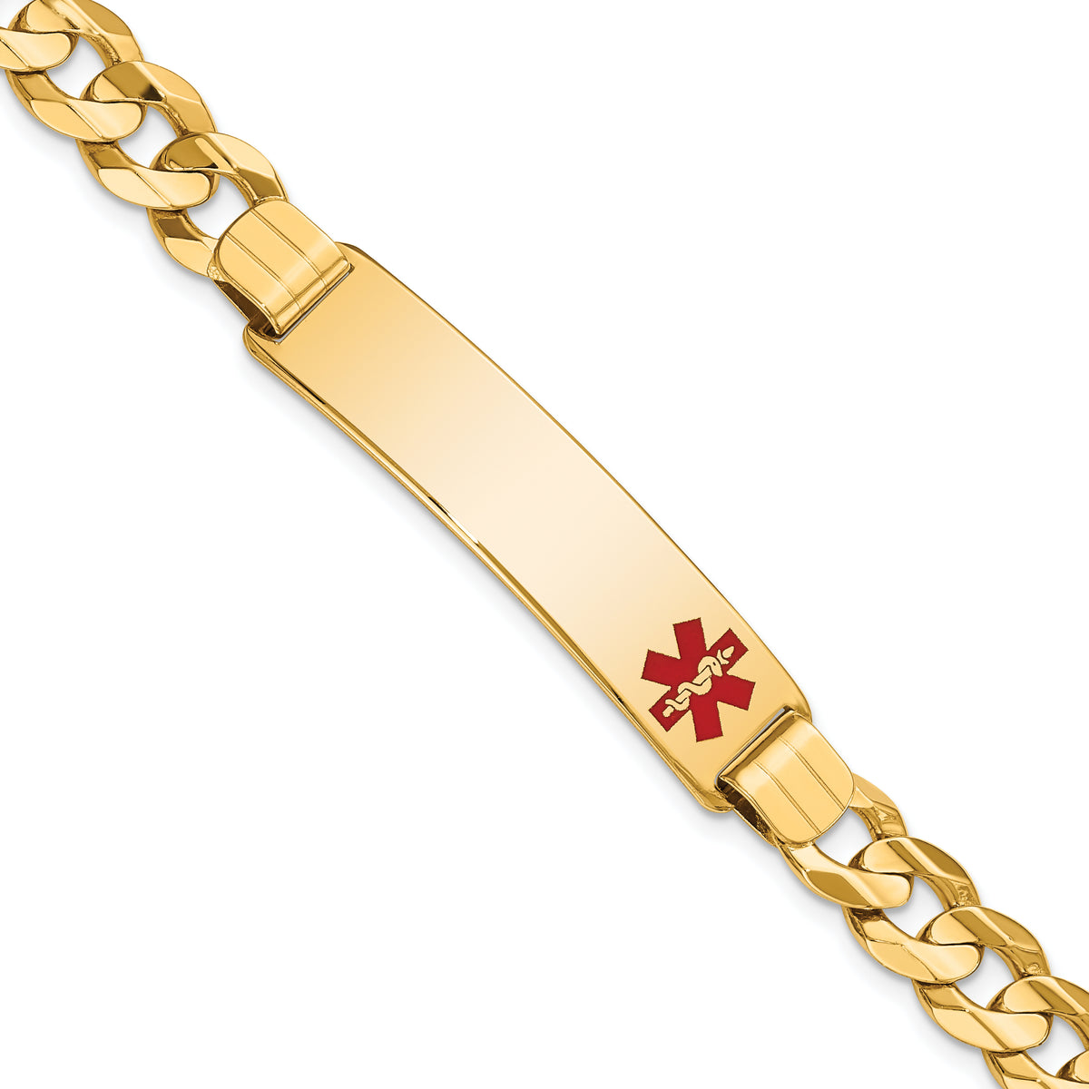 14K Medical Red Enamel Curb ID Bracelet