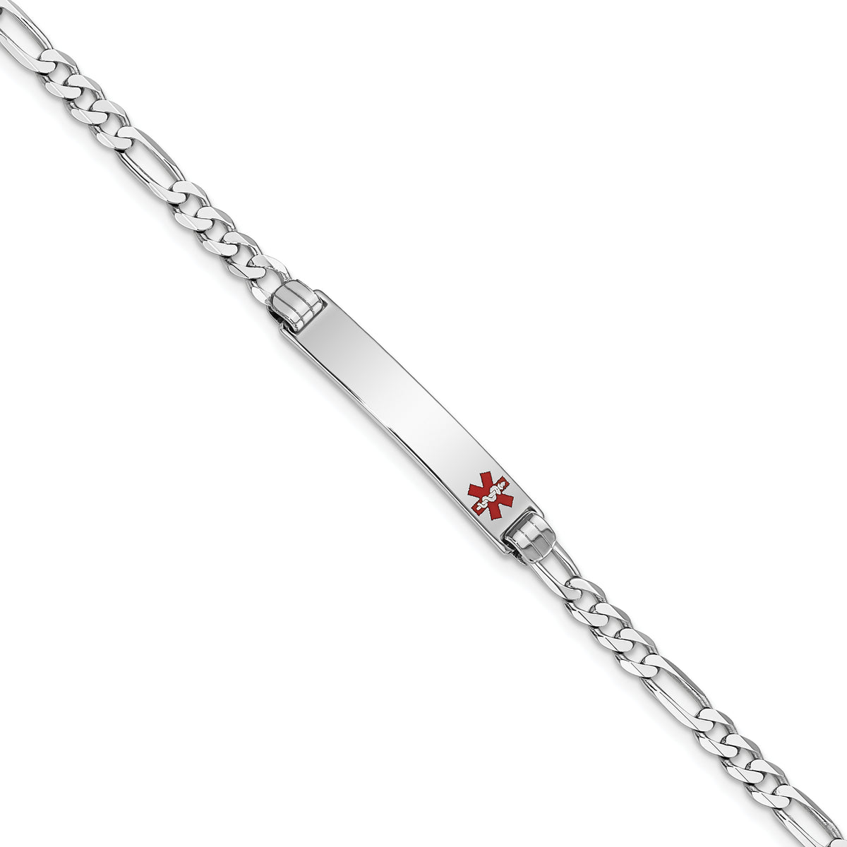 14K WG Medical Red Enamel Figaro Link ID Bracelet