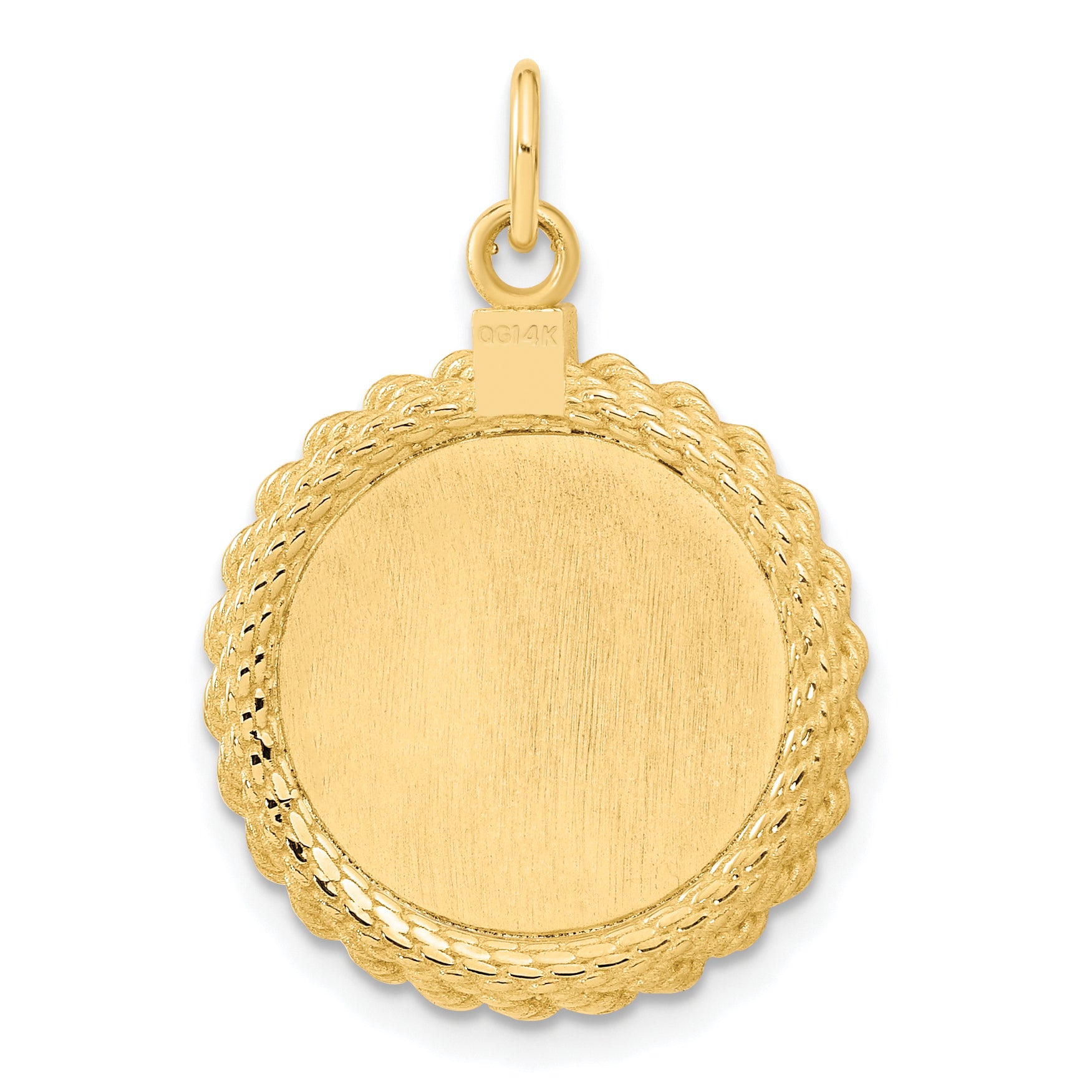 14k Plain .013 Gauge Circular Engravable Disc with Rope Charm