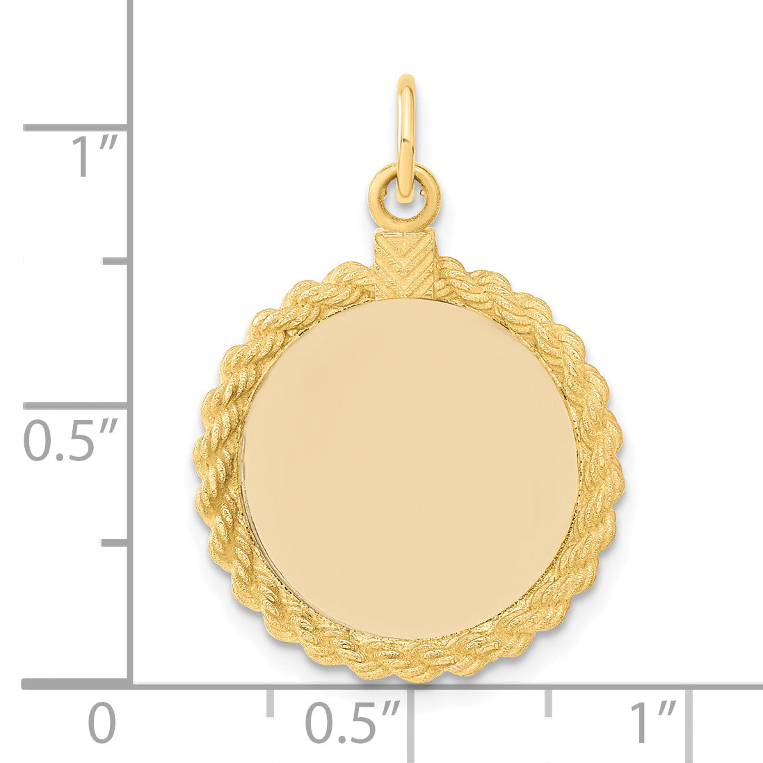 14k Plain .013 Gauge Circular Engravable Disc with Rope Charm