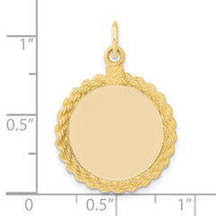 14k Plain .013 Gauge Circular Engravable Disc with Rope Charm