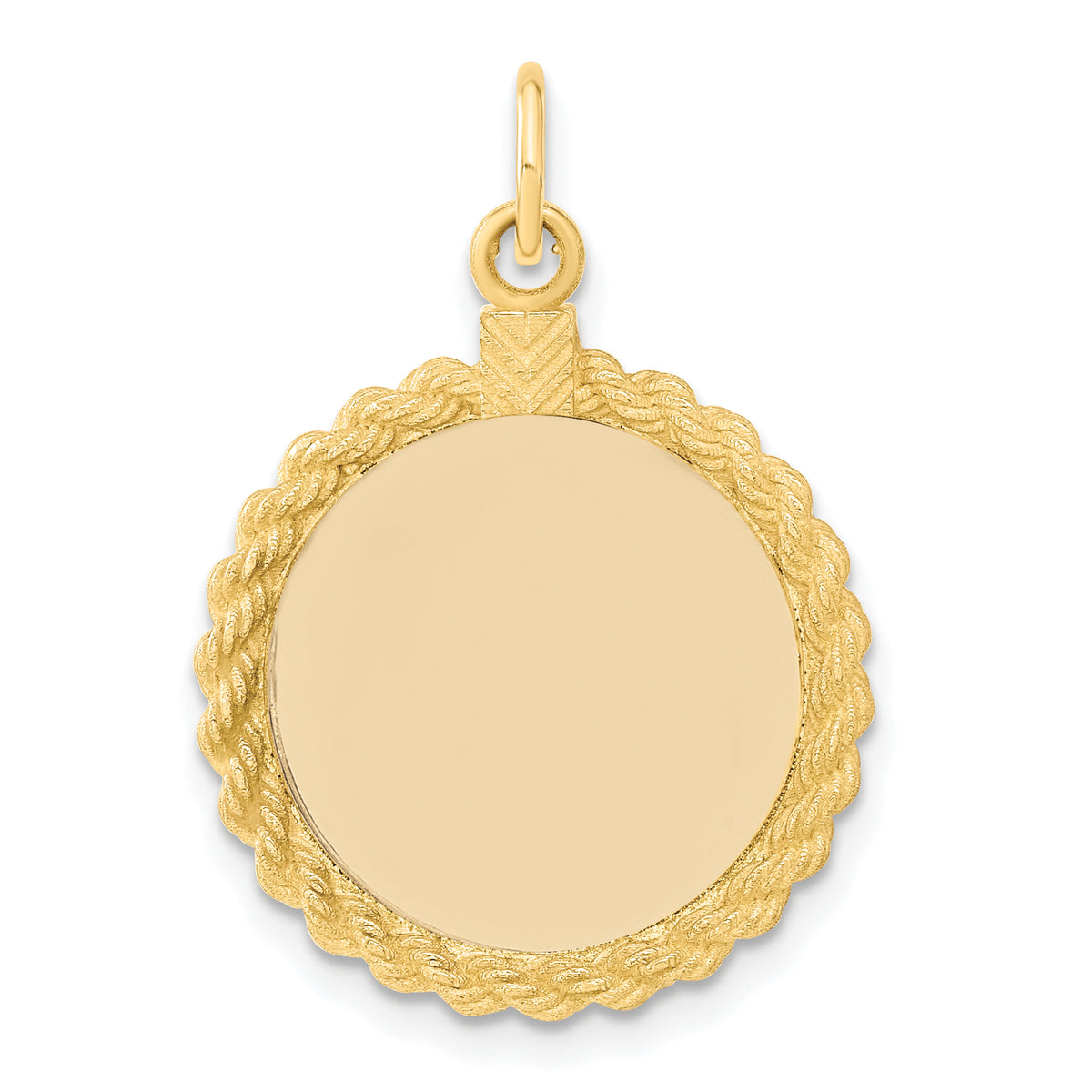 14k Plain .013 Gauge Circular Engravable Disc with Rope Charm