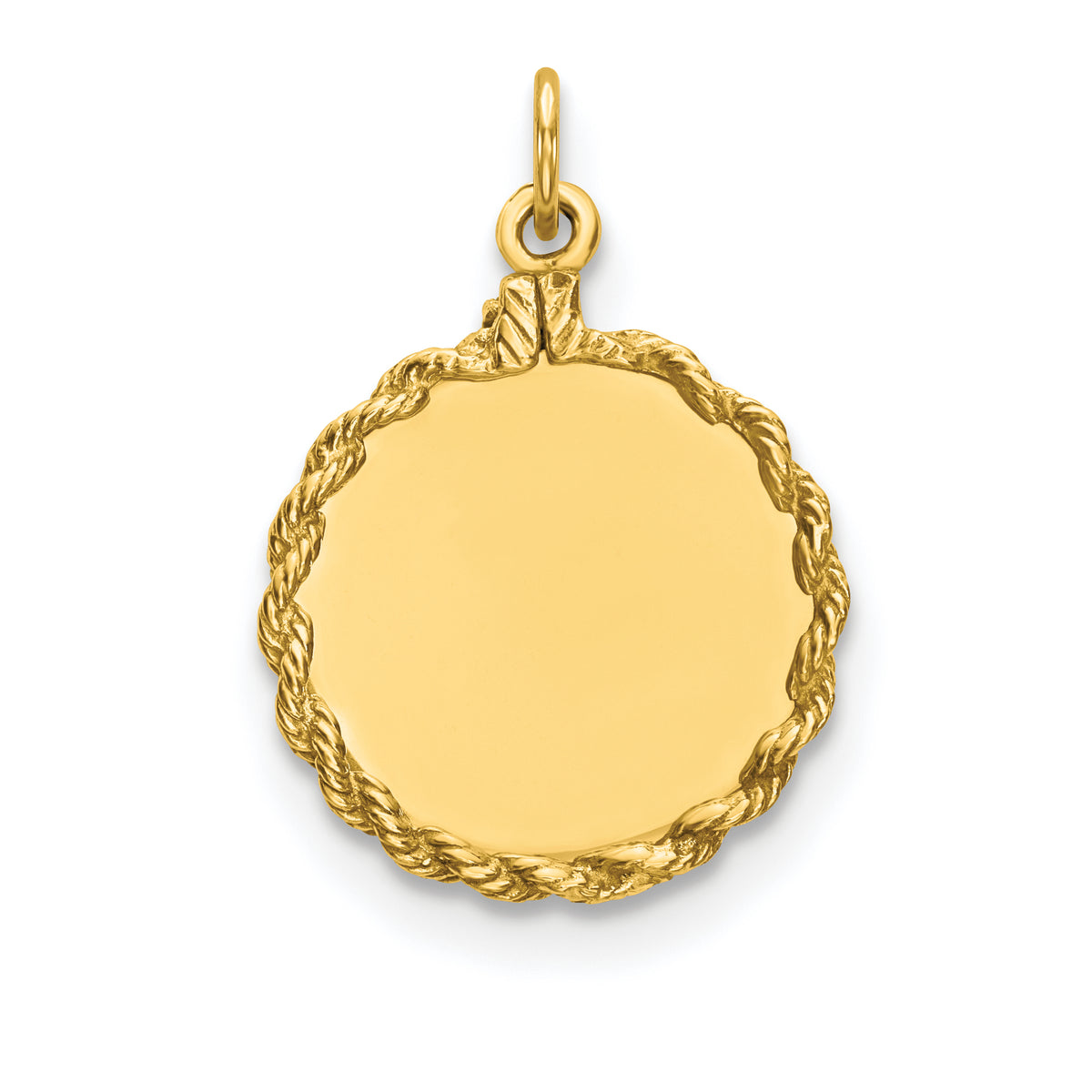 14K Plain .013 Gauge Circular Engravable Disc with Rope Charm